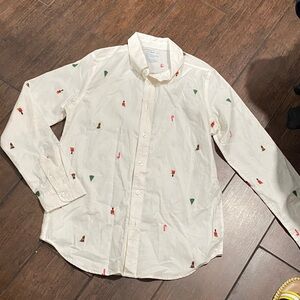 Kids' White Button Down Shirt with Playful Pattern